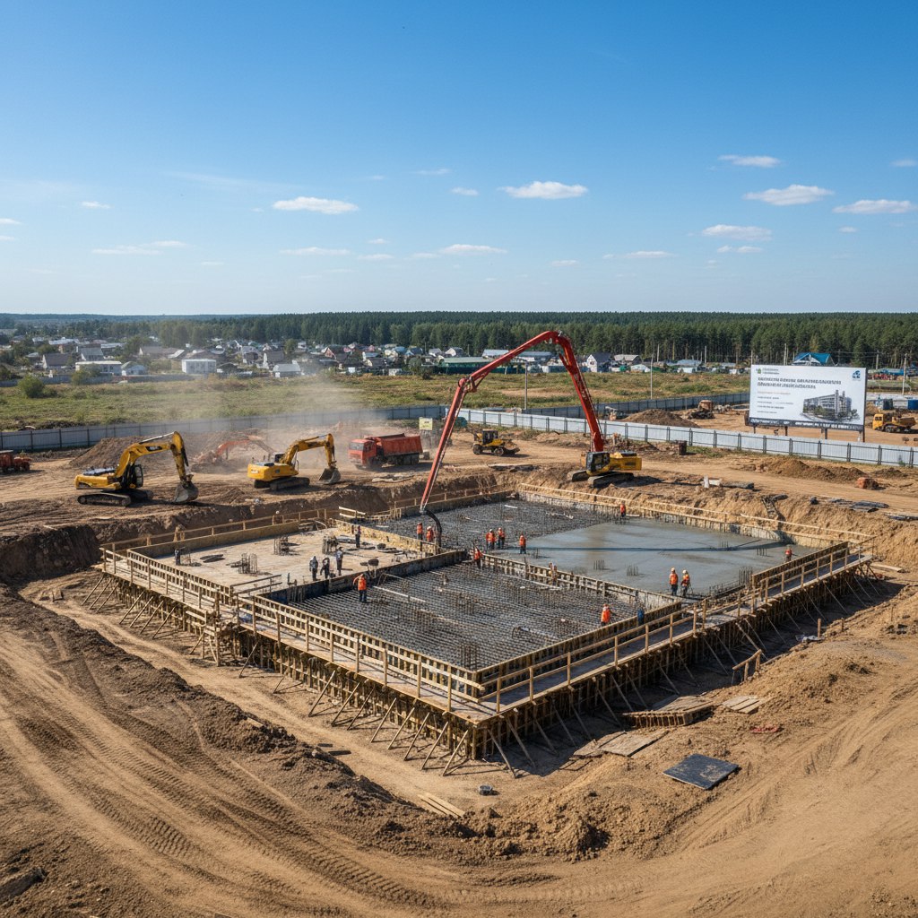 Заливка фундамента